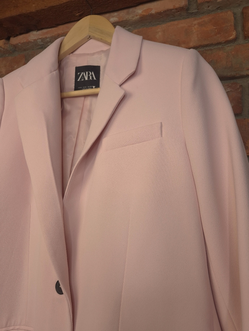 Zara Blush Pink Structured Blazer Small Tailored Minimal Chic - Picture 4 of 7